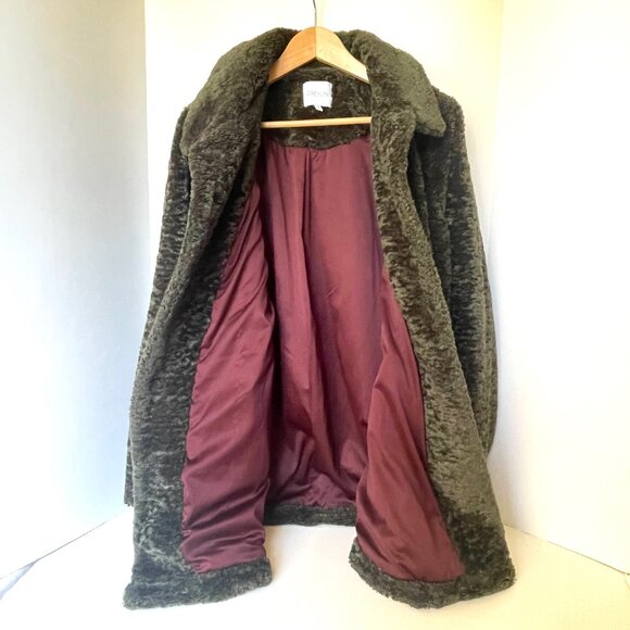 Anthropologie Greylin Women’s Green Faux Sherpa Teddy Coat Cozy Winter Jacket - Picture 4 of 10